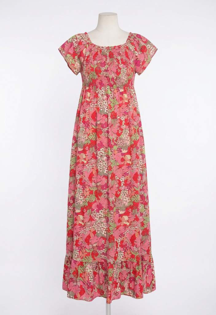 Vestido Largo Floral Angela - 100% Algodón