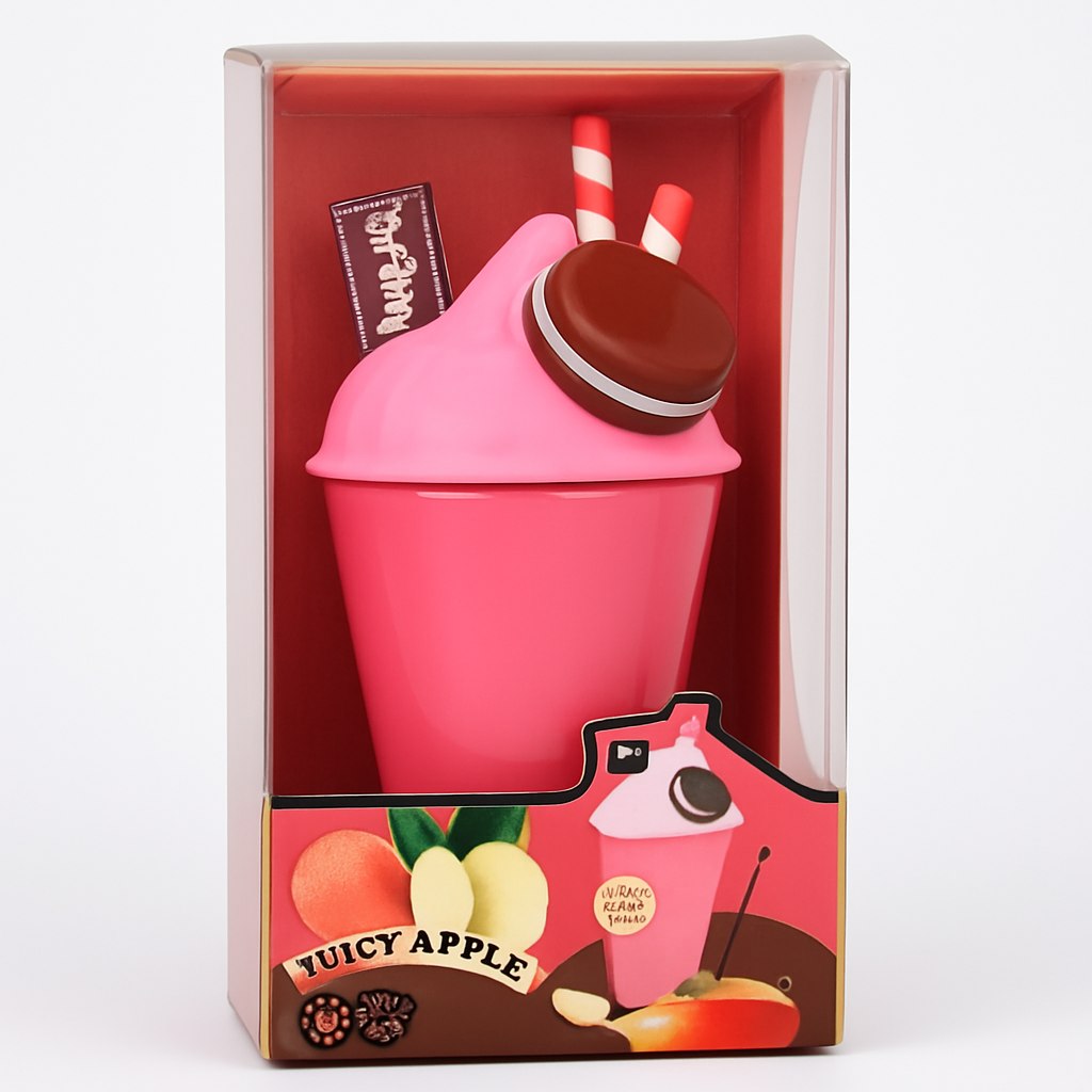 Vaso Batidora con Tapa y Pajitas Diseño Fruta Manzana