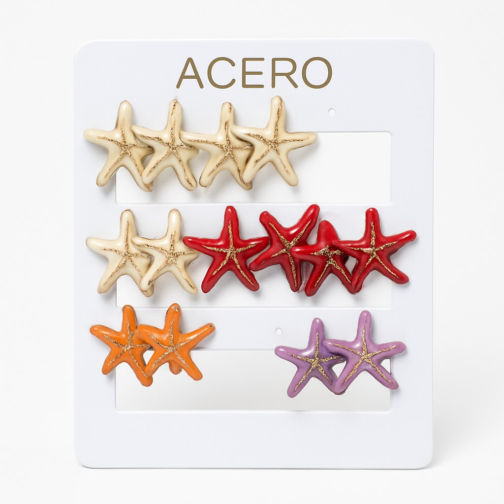 Pendientes Estrella de Mar Multicolor con Detalle Dorado