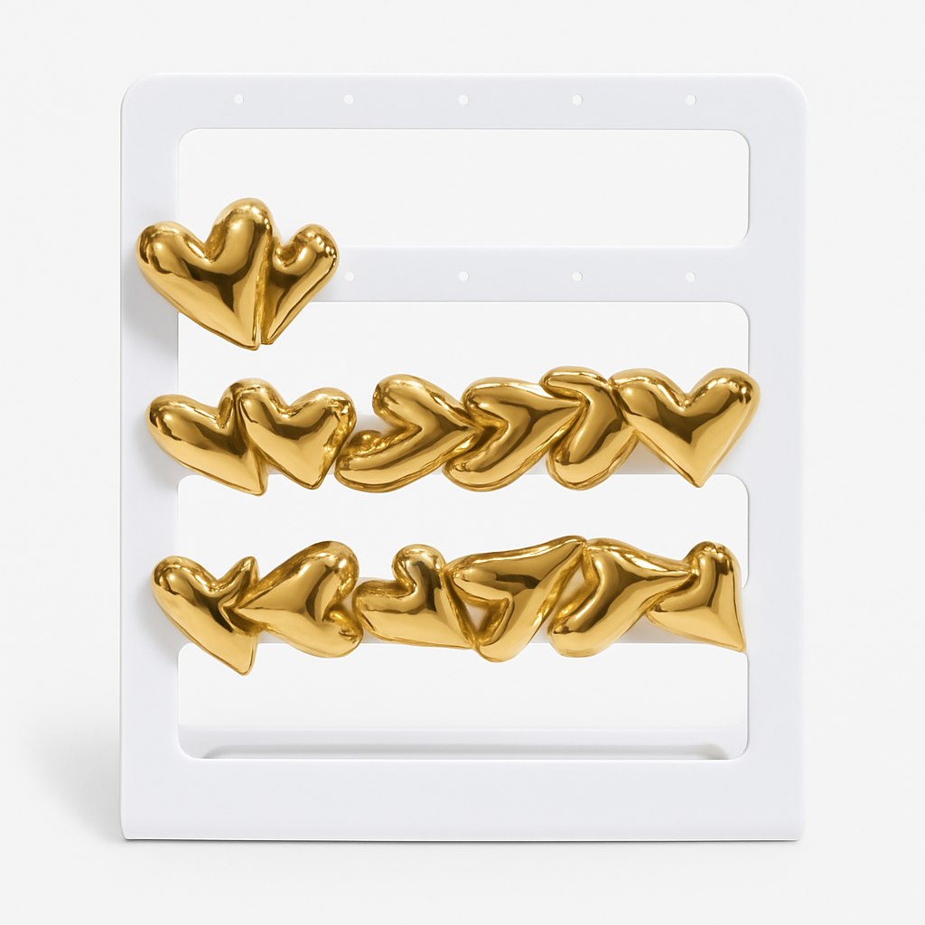Pendientes dorados de corazones brillantes