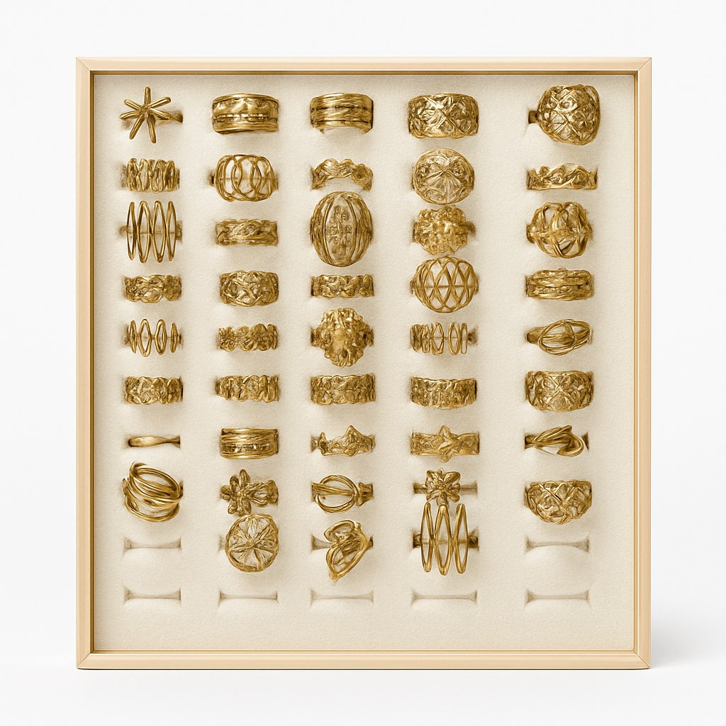 Set de anillos ajustables dorados estilo boho