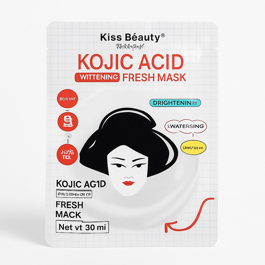 Mascarilla facial coreana con ácido kójico Kiss Beauty