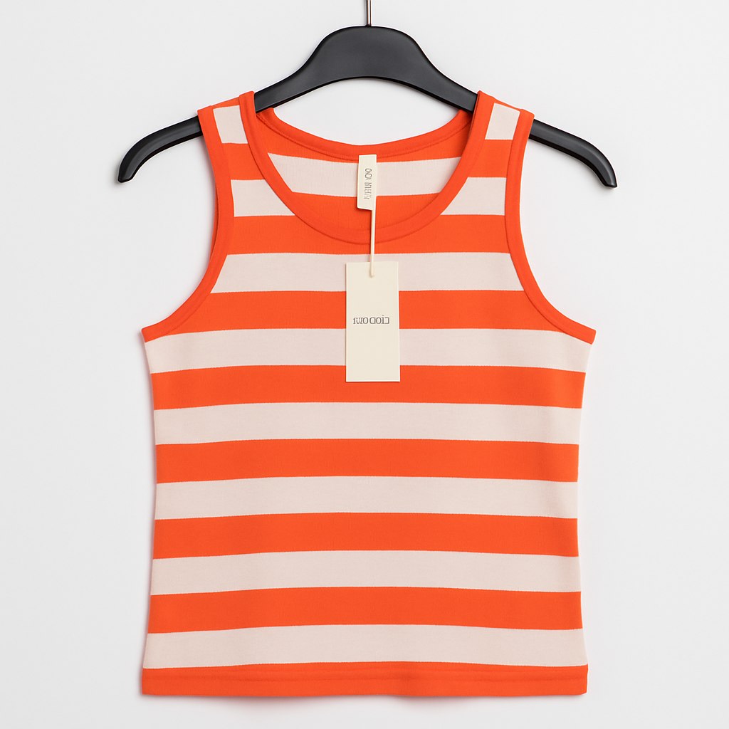 Camiseta de tirantes a rayas para mujer en algodón y licra
