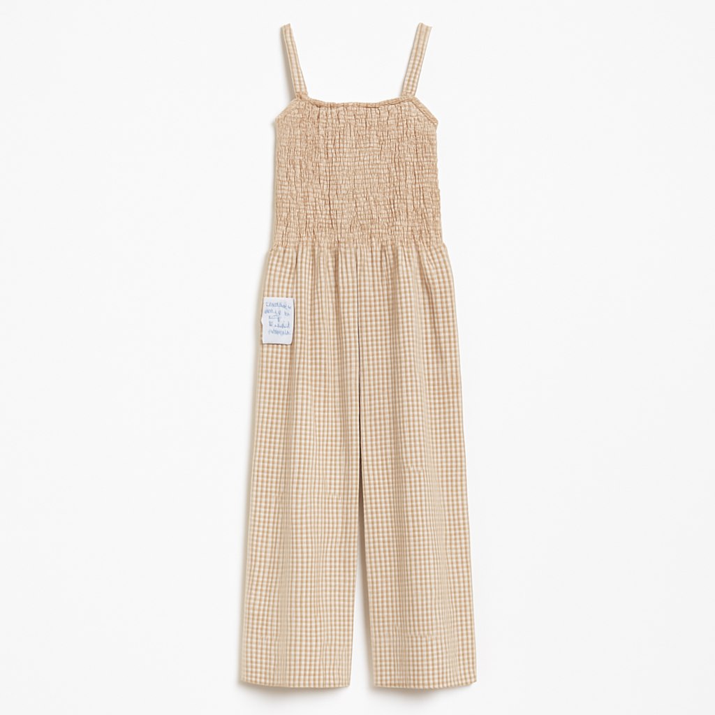 Mono trivan estampado vichy beige para mujer