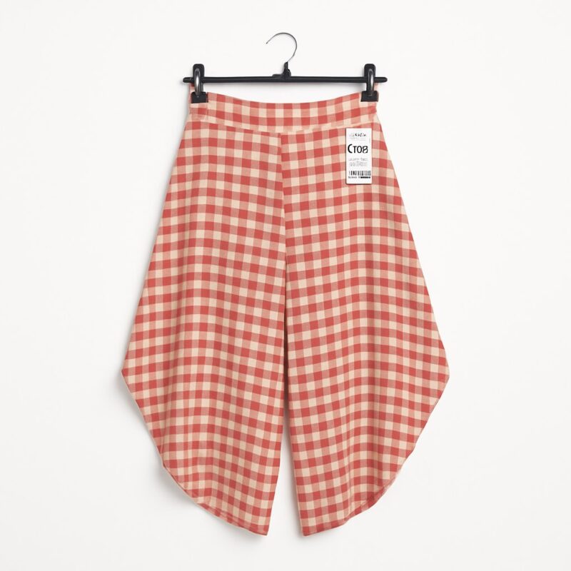 Pantalón culotte estampado de cuadros vichy