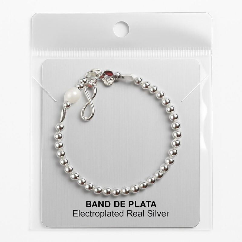 Pulsera elegante bañada en plata con perla y dije infinito