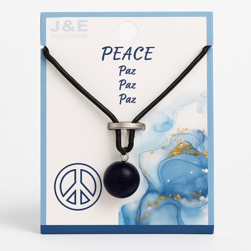 Collar colgante PEACE con esfera negra