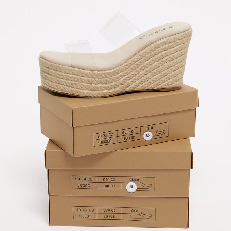Sandalias de cuña con plataforma trenzada color beige